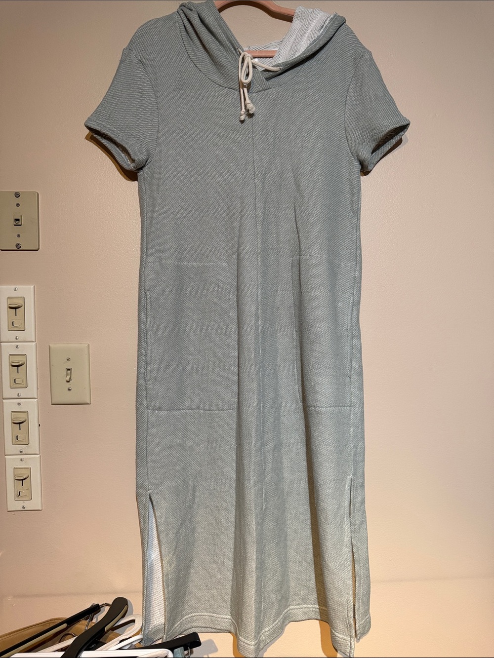 Casual Hooded Maxi Dress in Light Sage